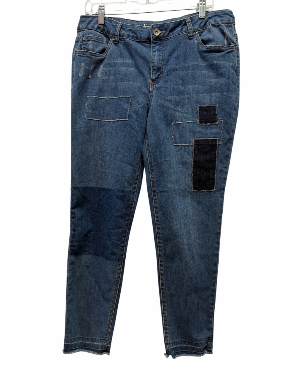 Indigo Thread Co Skinny Ankle Jeans‎ Patchwork Dark Denim Size 12